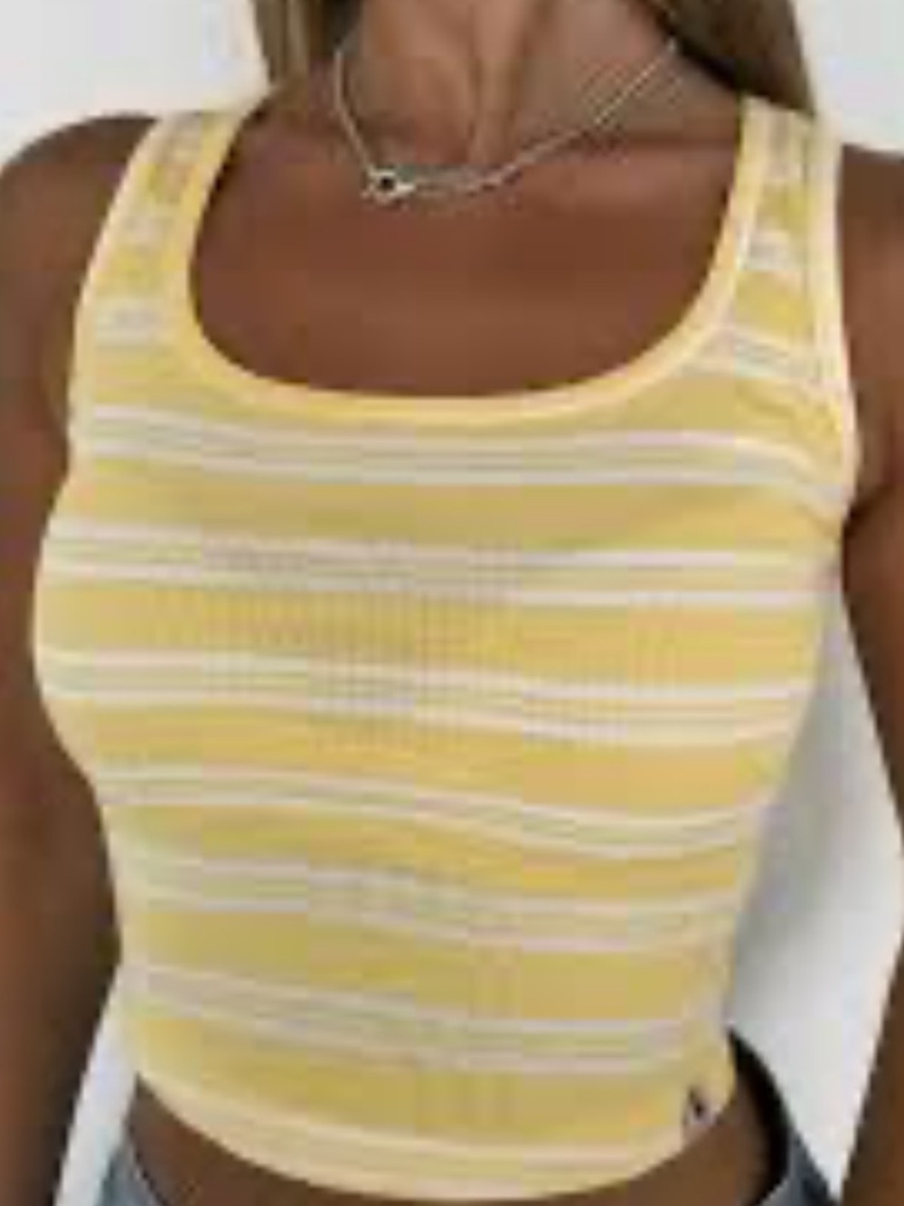 FLORENCE BY MILLS Yellow Striped Scoop Neck Cropped Tank Top! NWT! XL